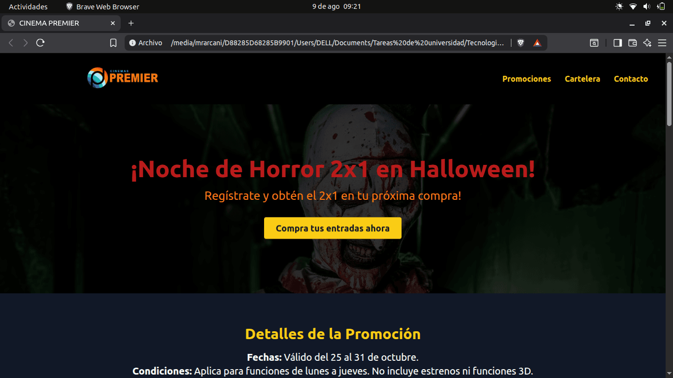 Cinema Landing Page